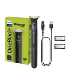 Philips OneBlade QP1424/10,Trim, Edge & Shave Any Length,2 Stubble Combs, Dual-Sided Blade,Wet & Dry Use, 30min Cordless QP1424/10Black/Lime 0.15grams
