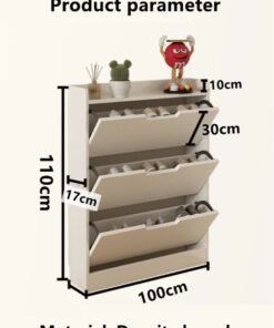 Kutis 3-Tier Shoe Cabinet Storage Shoe Rack Storage Organizer Density Board White 100x17x110 cm - Image 4