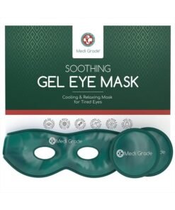 Medi Grade Cooling Eye Mask - Reusable Gel Eye Mask with 2 x Cooling Eye Pads and Cooling Storage Bag - Reversible Eye Mask with Adjustable Straps