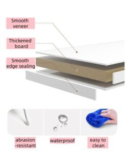 Alternative view of Kids Study Desk, Wooden Students Writting Table with Bookshelf and Storage Cabinet, Computer Table Office Desktop with Documents Storage Shelving Rack for Home Writting Reading and Office PC Notebook Working (White, YN116)