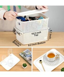 6 pcs Plastic Storage Baskets, Stackable Storage Bins for Organizing Shelves Drawers Desktop Closet Playroom Classroom kids Office Home, Storage Containers