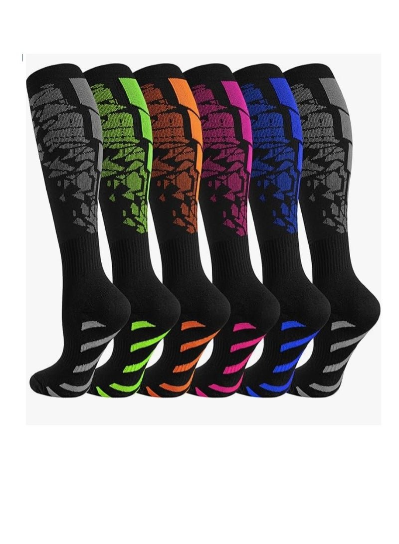 OASIS-TH 6 Pairs Compression Socks For Women Men Circulation Compression Socks 20-30 mmhg Best For Running Travel Reduce Calf Pain Faster Recovery Size L/XL