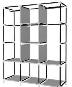 Arabest Portable Wardrobe Clothes Hanger for Bedroom Large Space Multi-Grid Hanger Dust Proof and Durable Easy Assemble 170X45X128 CM Black