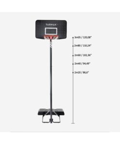 Tarmak Basketball Hoop with Adjustable Stand (from 2.20 to 3.05m) B100 - Black