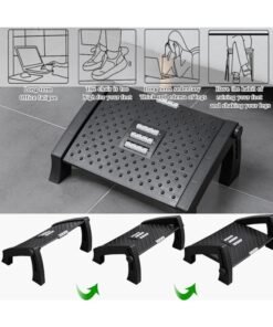 WALALLA 6-Height Adjustable Foot Rest, Footrest Massage, Under Desk Foot Stool with Massage Particle and Roller, Non-Slip Firm Legs, 6 Height Position for Home Office