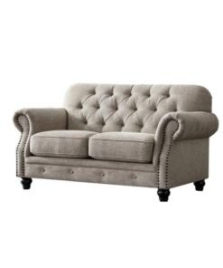 Wooden Twist Luxury Chesterfield Chenille Diamond Tufted Armchair 2 Seater Sofa ( Grey )