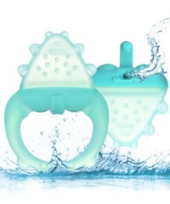 YEADMAL Water Fillable Baby Interchangeable Teether Set 3M+,Silicone Chill Teether for Baby Teething Relief ,One Handle with 2 Silicone Cooling Heads,Cyan