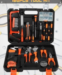 Mi VAZA 105-Piece Automotive and Household Tool Set - Car Repair Tool Kit - Home DIY Tool - Tool Kits for Men - Contains Screwdriver, Claw Hammer, Wrench, Pliers,  Saw, Tape Measure