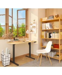 Flexispot Essential Standing Desk, FLEXISPOT Height Adjustable Standing Desk with Memory Controller, 120*60cm desktop, Electric Sit Stand Desk for Home and Office, Black & Maple