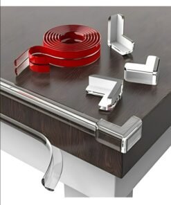 Healife Baby Safe Corner Guard Set, 2M Silicone PVC Pre-Tape Adhesive with 4 Corner Guards for Protecting Cabinet Table Drawers from Sharp Corners