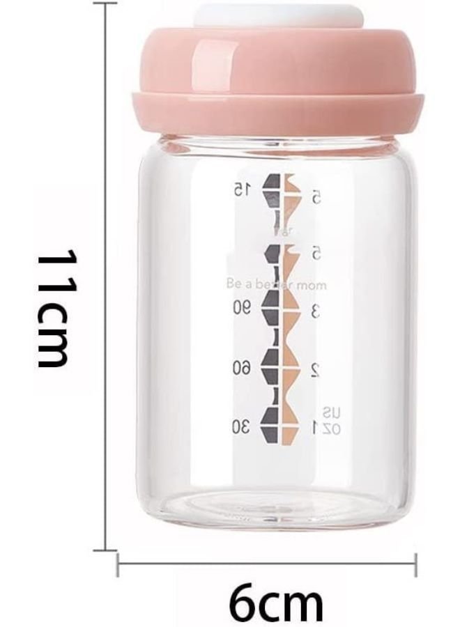 Be a better mom Breastmilk Glass Bottles Storage 3pcs with Leak Proof Lids 150ml Reusable Wide Neck Bottles Best for Breast Milk Collection & Storage Solution BPA Free Fits Most Breast Pumps