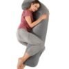 Arabest Pregnancy Pillow J-Shaped Body Pillow Full Body Pregnancy Pillow Maternity Pillow Pregnancy Essentials Side Sleeper Pillow Nursing Grey