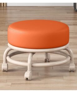 DubaiGallery Rolling Stool with 360°Swivel Caster, Low Roller Seat Wheel Stool Chair, PU Leather Rolling Stool, Sturdy Movable Mini Stool for Home Office Garage Shop