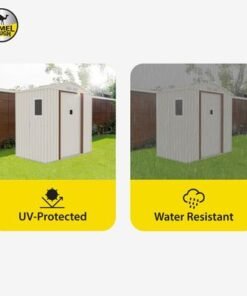 CamelTough Outdoor Metal Storage Shed, 7X4.2 feet, Garden Metal Shed Weather Resistant Beige, CT-640