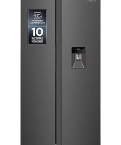 SUPER GENERAL 880L Gross and 592L Net Capacity Side-By-Side Refrigerator-Freezer, No-Frost, Dual Inverter, Digital Display, Water Dispenser, Holiday Function, SGR885SBSAN/ SGR880SBSE Inox