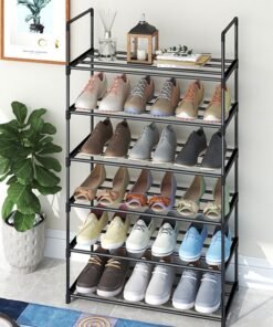 Alternative view of Haidue 6 Tier Shoe Rack and Organiser, Sturdy Metal Shoe Organizer Space Saver for Entryway, Easy to Assemble Compact Shoes Rack with Large Capacity, Free Standing Shoe Storage Cabinet 80x26x109 cm