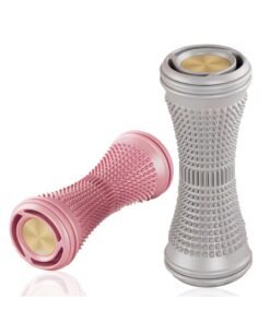 Loucky 2pcs Foot Roller for Plantar Fasciitis, Foot Massage Roller for Deep Tissue Muscle, Simultaneous Dual Use, Medium-Firm Rollers for Foot Arch and Heel Pain, Reflexology Tool & Whole Body Massage (Gray/Pink)