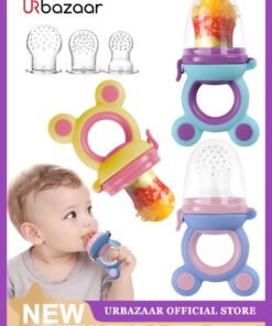 URbazaar 3 Pack Baby Fruit & Food Feeder Pacifier, Silicone Feeder Pacifier with 3 Sizes Pouches for Babies Toddlers Infants Kids, BPA-Free Food Grade Soft Safe