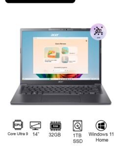 Acer Aspire A14 AI Laptop 14th Gen Intel Core Ultra 9-288V Octa Core Upto 5.1GHz/32GB LPDDR5X RAM/1TB SSD Storage/Intel® Arc™ 140V Graphics/14" WUXGA IPS Touch Screen Display/W11/Backlit KB/FP/WiFi-6E/FHD IR Camera/ English/Arabic Steel Gray
