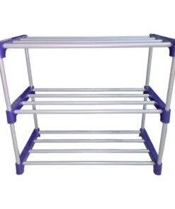 NOVATIC Metal Plastic Wardrobe for Clothes | Cloth Storage Stand | Closet Organizer for Clothes | Multi-use Storage Rack | Cupboard For Cloth | Plastic Almirah (Grey Blue_3 Shelf)