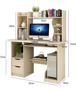 Alternative view of CityRiya-Long Computer Desk 110cm Home Office Desk Gaming Table PC Laptop Table with Storage Shelves Large Student Writing Study Table with Bookself Easy Assembly