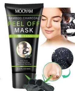 MOOYAM Bamboo Charcoal Blackhead Remover Peel Off Mask 60g for Nose and Face Purifies Pores Removes Dirt and Impurities for All Skin Types