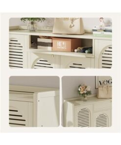 Alternative view of NKX Shoe Cabinet Milky White Entryway with Two Doors and Eight Layers With Drawer 110*32*59cm