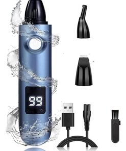 Garlo ar and Nose Hair Trimmer with LED Display, USB Rechargeable Nose Trimmer for Men Women, 3 in 1 Lightweight Waterproof Facial Hair Trimmer with Waterproof Dual Edge Blades.