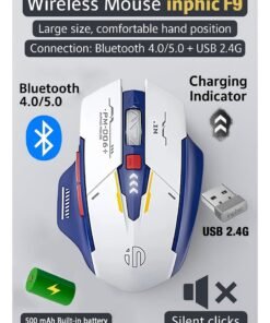 inphic F9 Wireless Mouse Rechargeable Sci-Fi Mecha Style 2400dpi Silent Office Mouse 2.4G Mice For Laptop PC with 2.4G USB Receiver