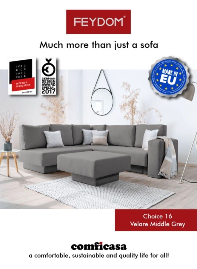 COMFICASA FEYDOM Choice 16: Modular Sofa with Storage - Velare Mid Grey