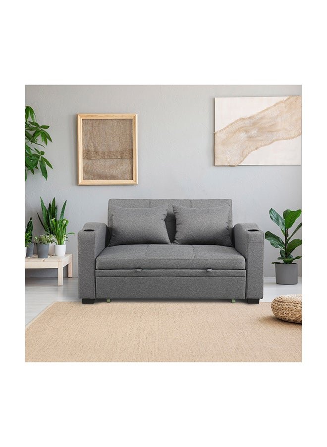 Home Box Morgan 2-Seater Pull-Out 2-Cushion Sofa Bed with 2 Cup Holders and C-Type USB Port 64 x 84 x 150 cm