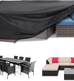 Patio Furniture Cover 250x200cm, Garden Furniture Set Cover Waterproof, Outdoor Table and Chair Set Covers, Heavy Duty Oxford Fabric Furniture Covers Dust Proof Anti-UV