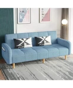 Karnak 2 Seater Sofa, Upholstered Couch for Living Room, Modern Sofa with Padded Cushion, Linen Tufting With Wooden Legs for Living Room Color (Light Blue)