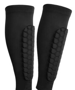 WAOKN Flexible Calf Protection Leggings Soccer Shin Guards for Adults High Impact Resistant with Anti-Collision Technology Ankle Support Gear Football （Black Medium）