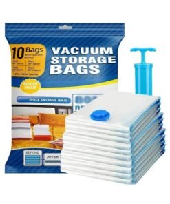 Arabest 10 Pack Vacuum Storage Bags 1 pcs (80x100cm) +3 pcs (50x90cm) 3 pcs (50x70), 3pcs (40x60) Reusable vacuum bag for packing ,Clothe, Blanket, Pillow, Travel (with Suction Pump) PSLJH224
