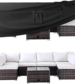 Waterproof Outdoor Furniture Cover 124" L x 63" W x 29" H, Heavy-Duty Patio Furniture Cover Dustproof Anti-UV Durable Sectional Table & Chair Cover for Large Sofa Sets