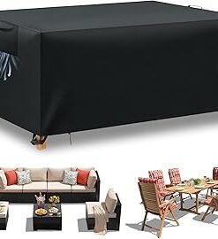 Waterproof Outdoor Balcony Patio Garden Furniture Cover, غطاء كنب خارجي Patio Furniture & Accessories Anti-Uv Heavy Duty 420D Oxford Fabric Outdoor Sofa Cover(Black, 242x162x100cm)