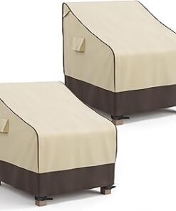 Patio Chair Covers Waterproof, Outdoor Furniture Covers for Rocking & Adirondack Chairs, Fits up to 32"W x 37"D x 36"H, Moisture-proof & UV-protection, Brown & Khaki, 2 Pack
