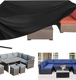 Waterproof Outdoor Furniture Cover XL 315cm x 160cm x 74cm, Premium Quality Patio Furniture Covers Dust Proof Anti-UV Heavy Duty Durable Sofa Sectional Table & Chair Cover Large