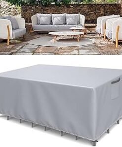 Waterproof Outdoor Furniture Cover Silver, Premium Quality Patio Furniture Covers Dust Proof Anti-UV Heavy Duty Durable Sofa Sectional Table & Chair Cover Large 98"L x 78"W x 32"H