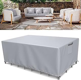 Waterproof Outdoor Furniture Cover Silver, Premium Quality Patio Furniture Covers Dust Proof Anti-UV Heavy Duty Durable Sofa Sectional Table & Chair Cover Large 98"L x 78"W x 32"H
