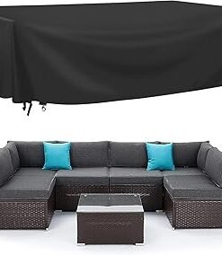 Garden Furniture Patio Cover Set 350x260x90 cm Waterproof Heavy Duty Fabric UV Resistant Protective Covers for Rectangle Table Chair Sofa Outdoor