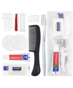 HQSLsund 50 Sets Personal Hygiene Kit Bulk, Disposable Toothbrushes with Toothpaste Floss Comb Soap Cover and Vanity Kit, Toiletry Kits Homeless Supplies Bulk for Women,Men,Travel,Homeless