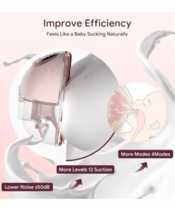 Jccgoo Heated Base Hands Free Breast Pump, Wearable Breastfeeding Pump of Baby Heated Dustproof Base, Automatic Voice Prompts, LED Display with 4 Modes &12 Levels, Memory Function - Image 4
