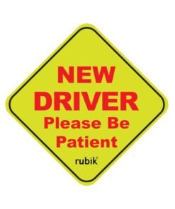 Rubik Magnetic New Driver Car Sign Sticker, New Driver Please Be Patient, Highly Reflective Removable and Reusable for Beginner Car SUV Van Drivers (15x15c) Yellow/Red