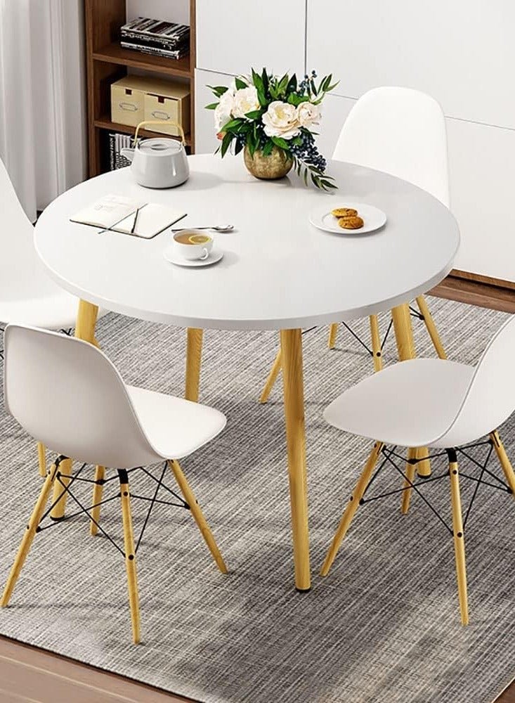 CityRiya-Long Dining Table Kitchen Dining Table Round Dining Room Table White Coffee Table for 2 to 4 People(Table Only)