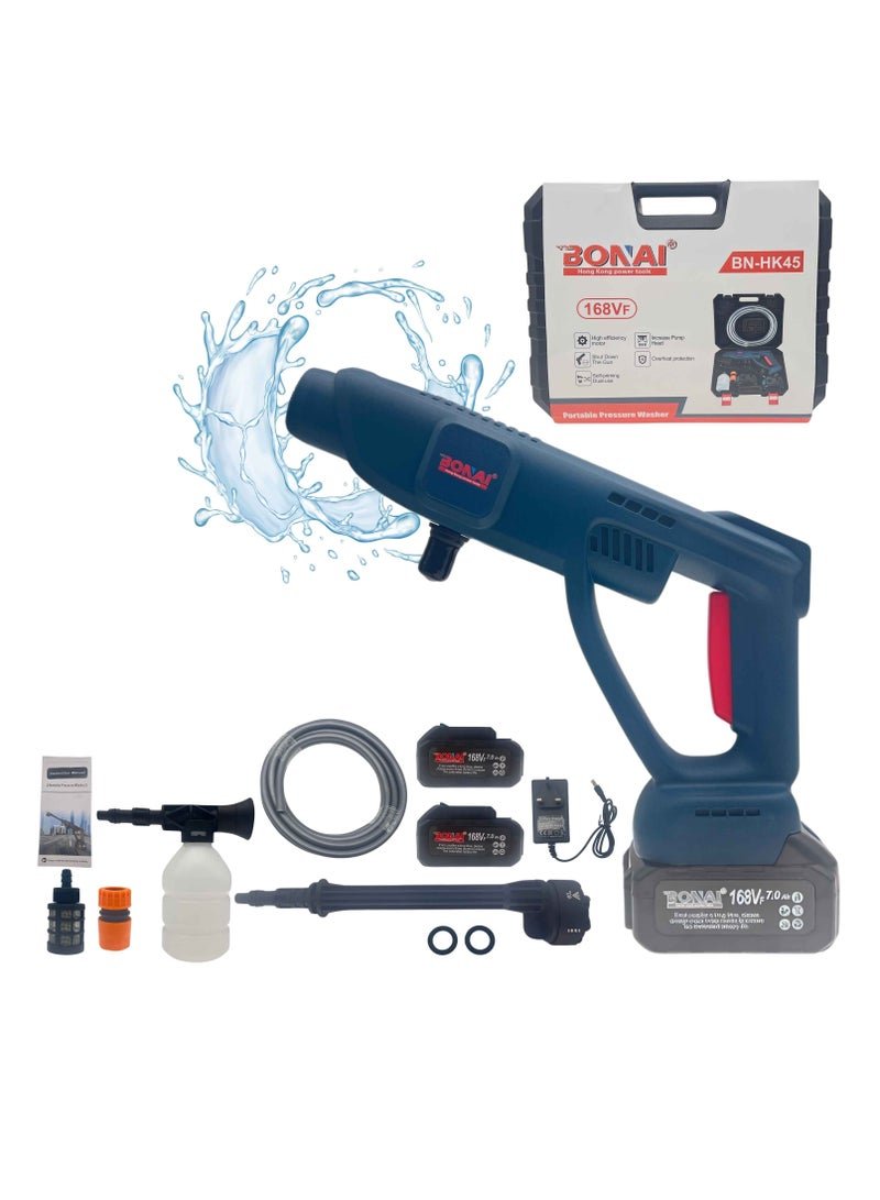 BONAI BN-HK45 Cordless Portable Pressure Washer 168VF 7.0Ah Lithium Battery High Pressure Car & Home Washer