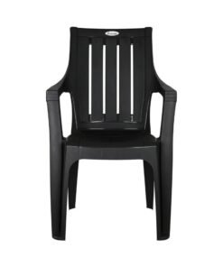 Day To Day Esqube Strong Stacking Plastic Chair With Back And Arm Rest- Gray