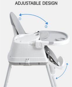 AL-WAHA AL-ZHABIA 4-in-1 Multi-Function Baby High Chair with Adjustable Height and Footrest | Double-Layer Food Tray, 360° Wheels & Safety Belt | Infant Feeding Chair for Babies 6 Months to 3 Years (Gray)