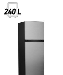HITACHI Double Door Refrigerator 240 L, No Frost Fridge Freezer, High Power Inverter Compressor, Movable Twist Ice Tray, Tempered Glass Shelves HRTN5255MFXAE Inox
